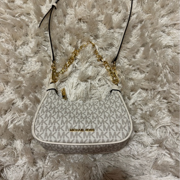 ✨NEW MICHAEL MICHAEL KORS Beige Monogram Mini Cora Crossbody Bag ✨ - Picture 12 of 13